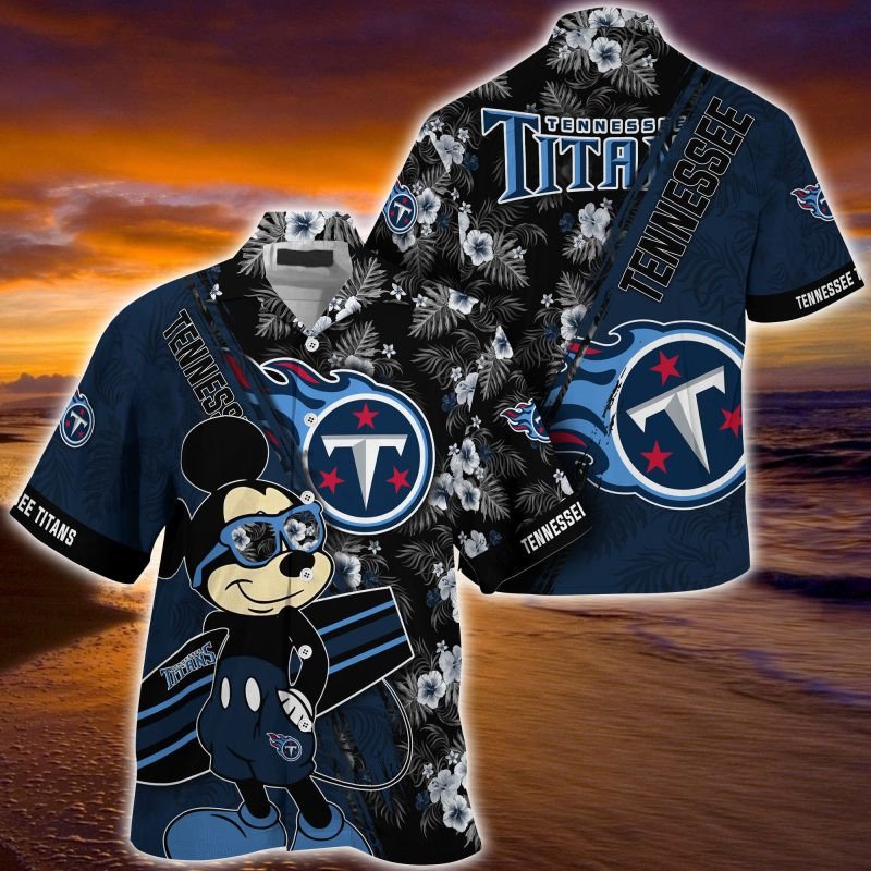 Buy Tennessee Titans NFL Summer Hawaiian Shirt Mickey And Floral Pattern