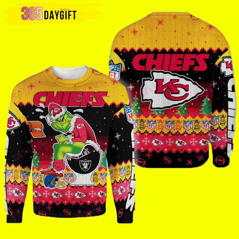 Buy The Grinch Kansas City Chiefs American Football NFL Kansas City Chiefs Ugly Sweater - Travis