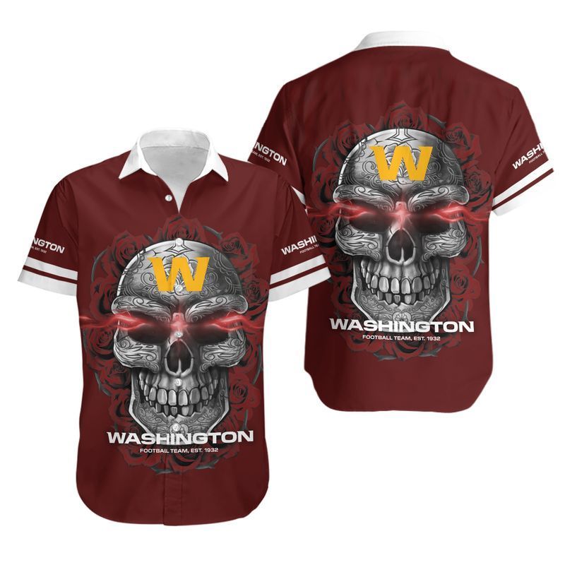 Buy Washington Football Team Sugar Skull NFL Gift For Fan Hawaiian Graphic