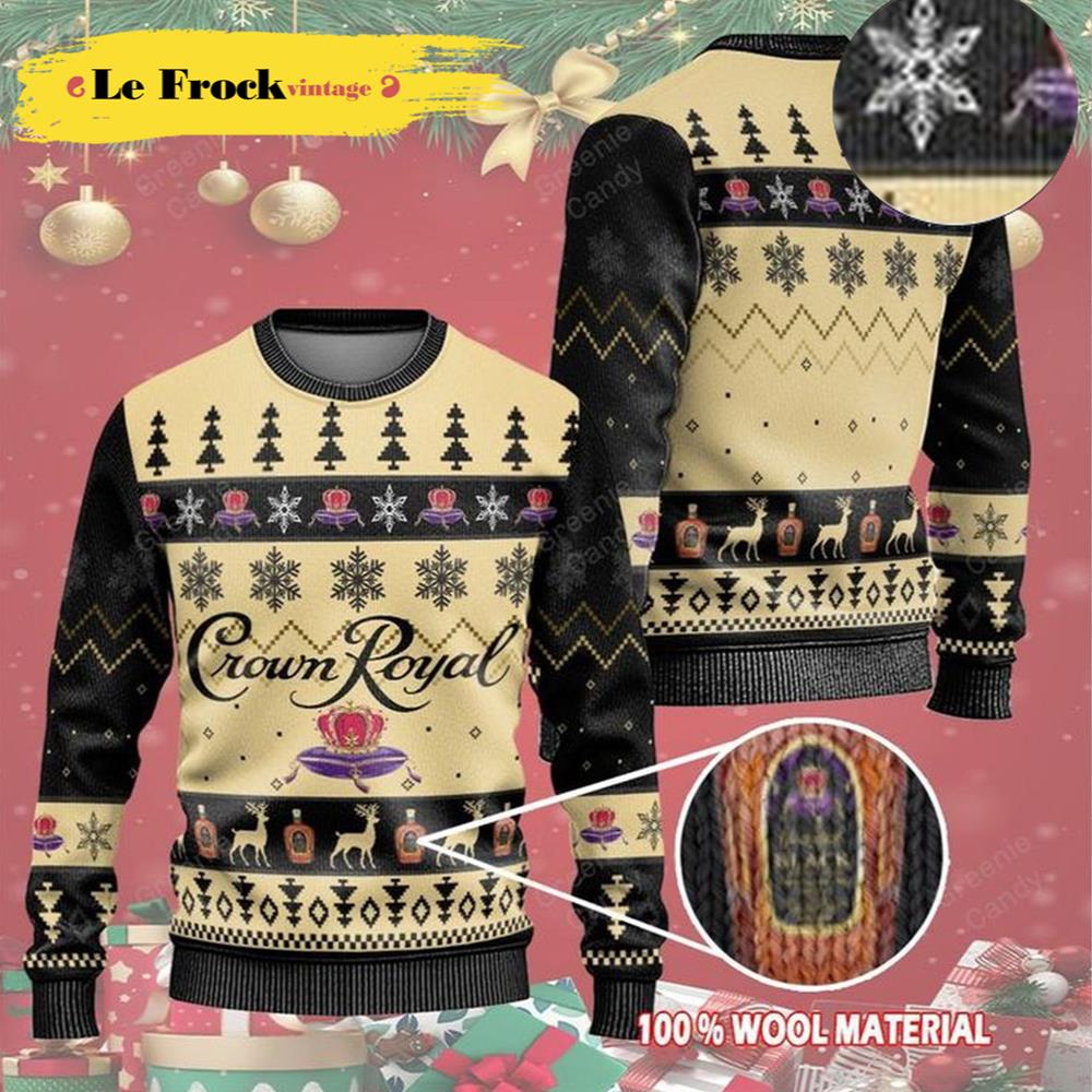 Buy Whiskey Crown Royal Black Christmas Ugly Sweaters - Travis Scott ...
