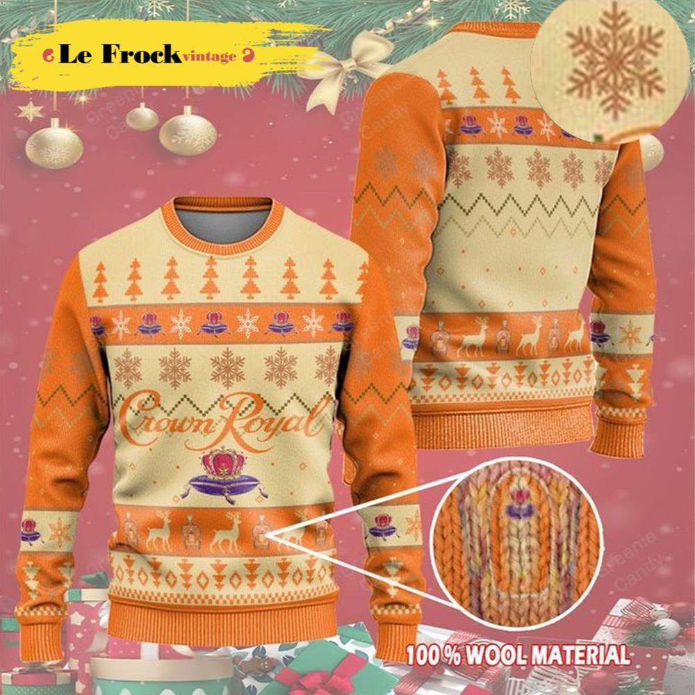 Buy Whiskey Crown Royal Peach Christmas Ugly Sweaters - Travis Scott ...