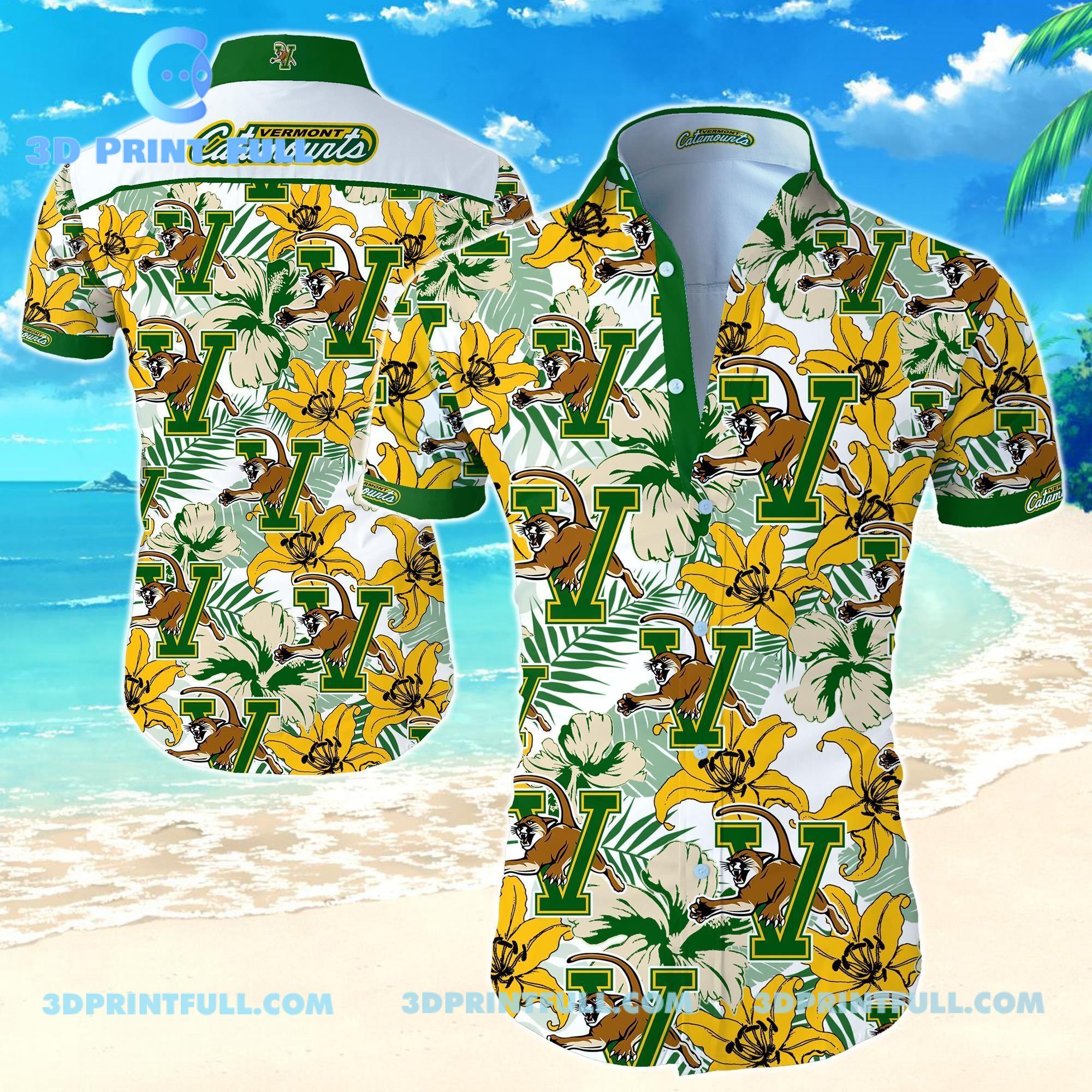 HOT Vermont Catamounts Hawaiian Shirt 100% New