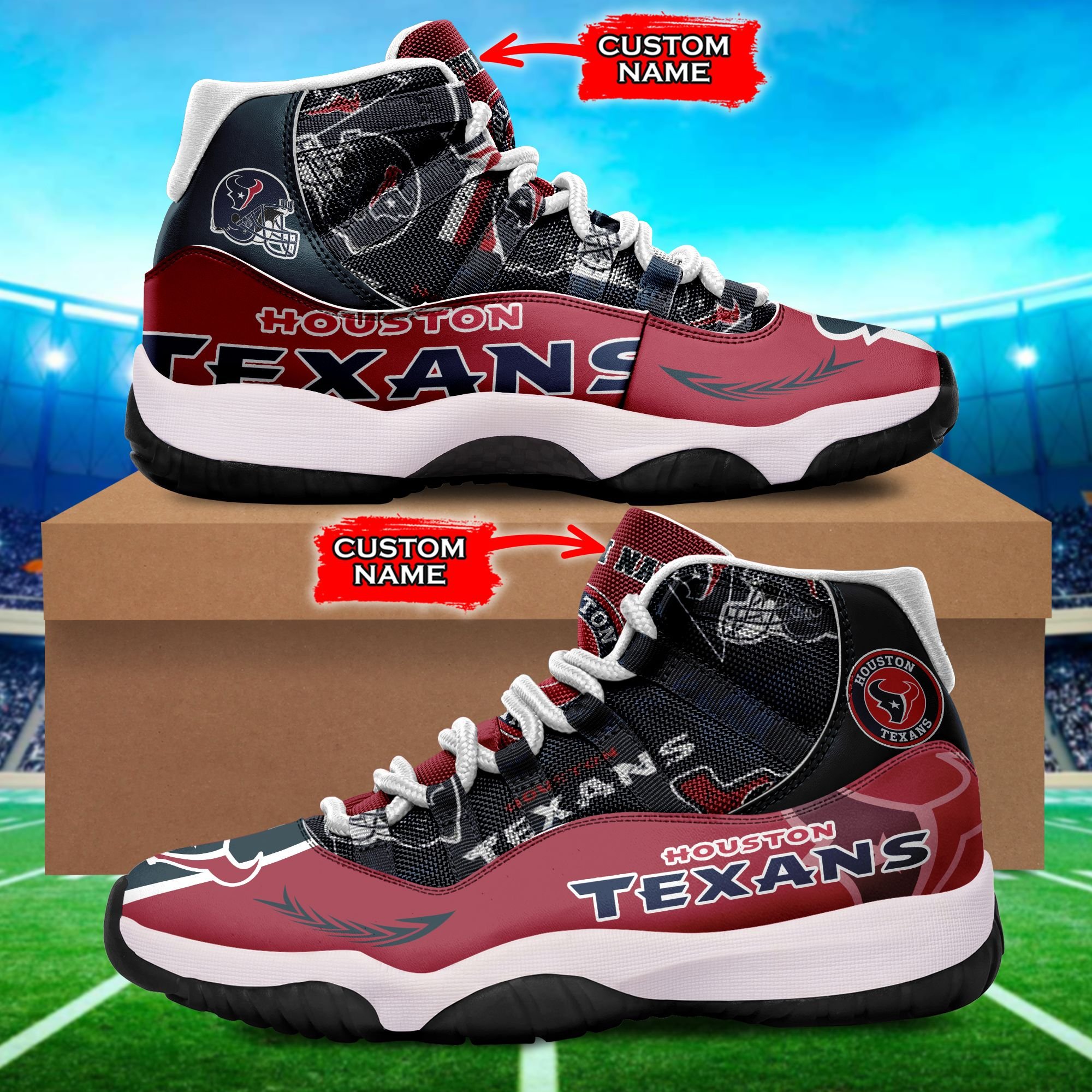 Buy Houston Texans 3D NFL AJ11 Sneaker Shoes - HomeFavo