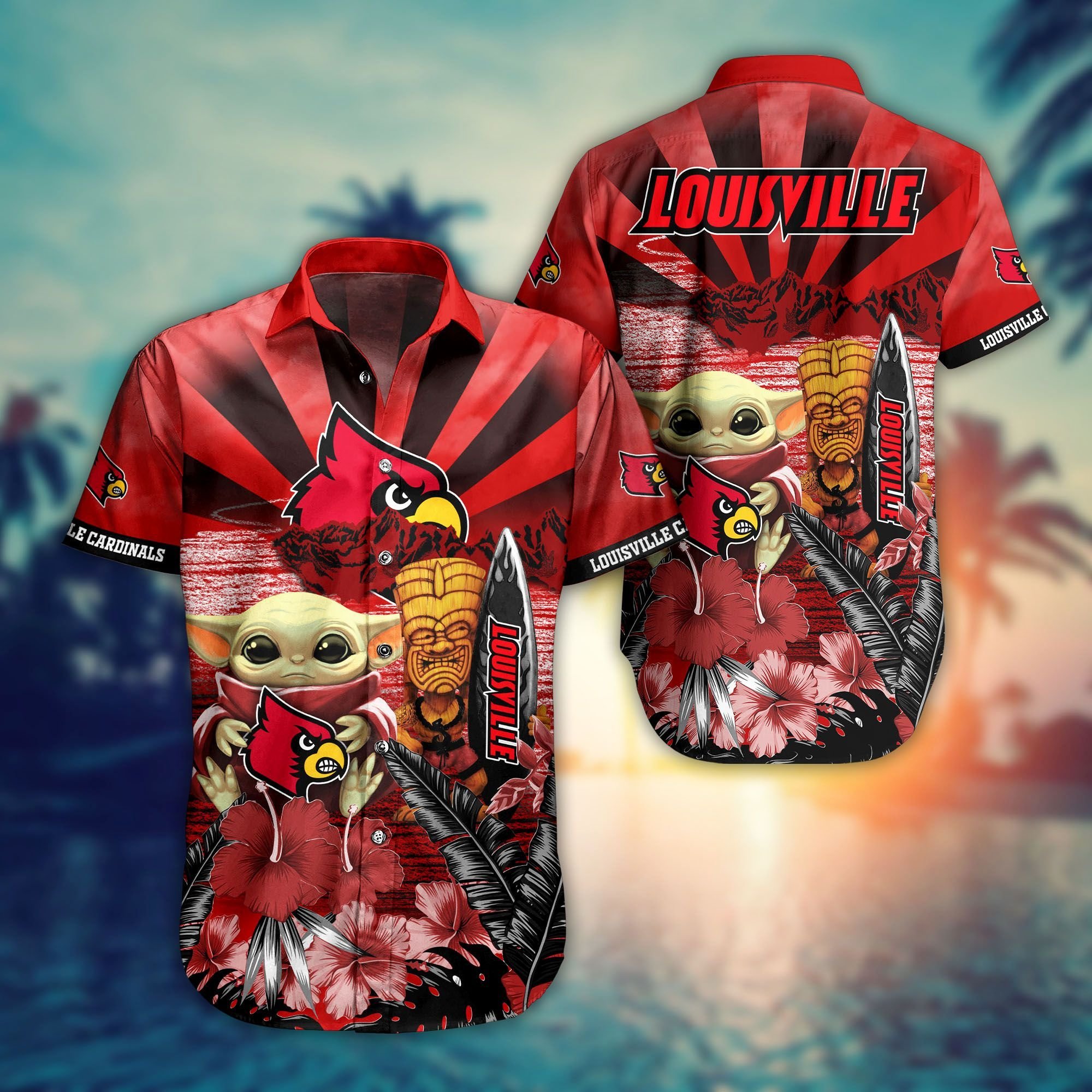 Louisville Cardinals NCAA Baby Yoda Hawaiian Shirt