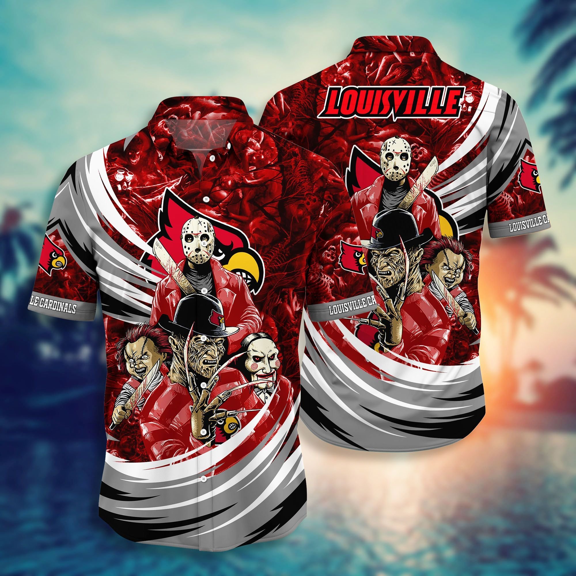 Louisville Cardinals NCAA Halloween Horror Movies Hawaiian