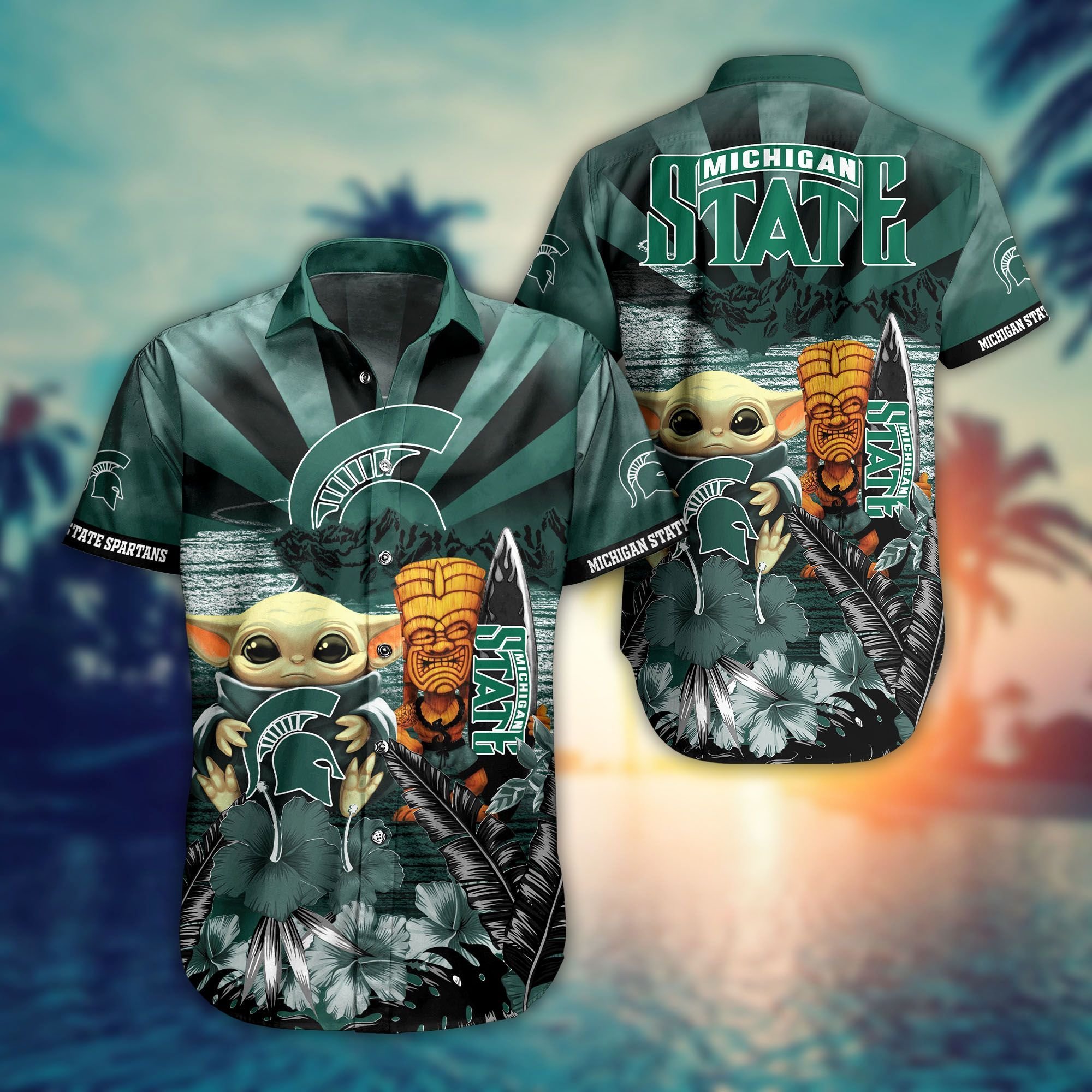 Michigan State Spartans NCAA Baby Yoda Hawaiian 2021