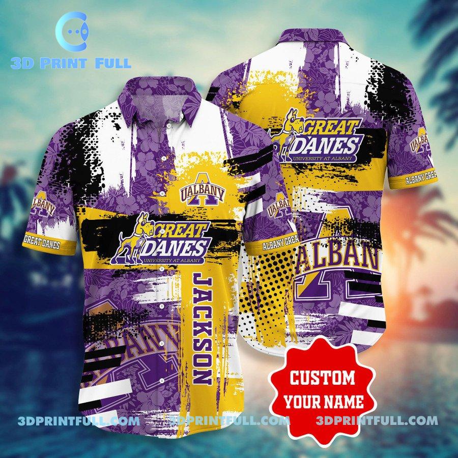 NCAA Albany Great Danes Logo Hawaiian shirts Men Tropical