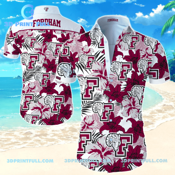 Ncaa Fordham Rams Hawaiian Short Sleeve Hawaiian Shirt