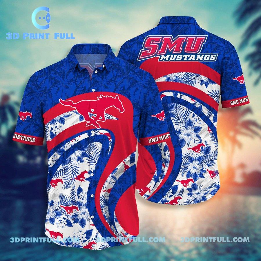 NCAA SMU Mustangs 3D Hawaiian shirt Men summer for fan