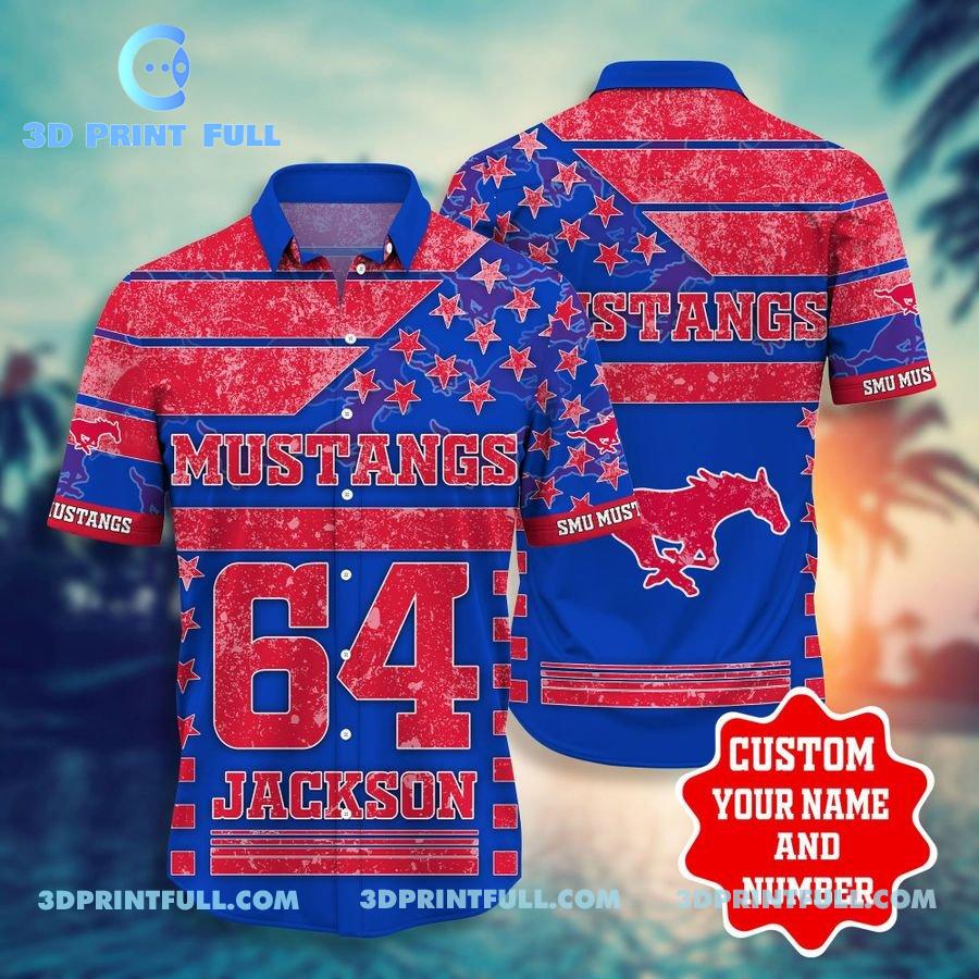 NCAA SMU Mustangs 3D Hawaiian Shirt Summer Custom name