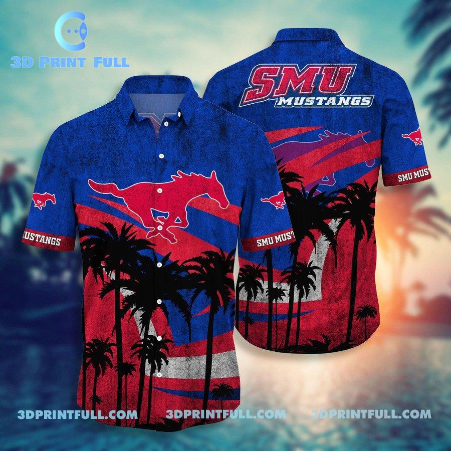 NCAA SMU Mustangs 3D Hawaiian Shirts Men summer for fan