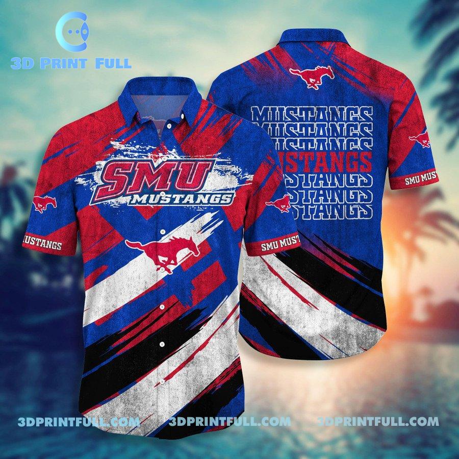 NCAA SMU Mustangs Logo Hawaiian shirt 3D Summer