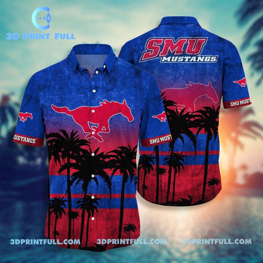 NCAA SMU Mustangs Logo Hawaiian shirts 3D for men