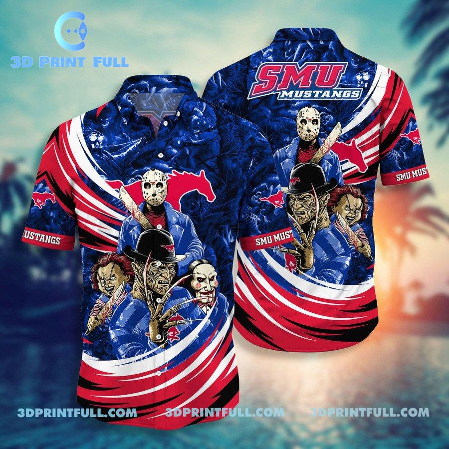 NCAA SMU Mustangs Logo Hawaiian shirts 3D for mens