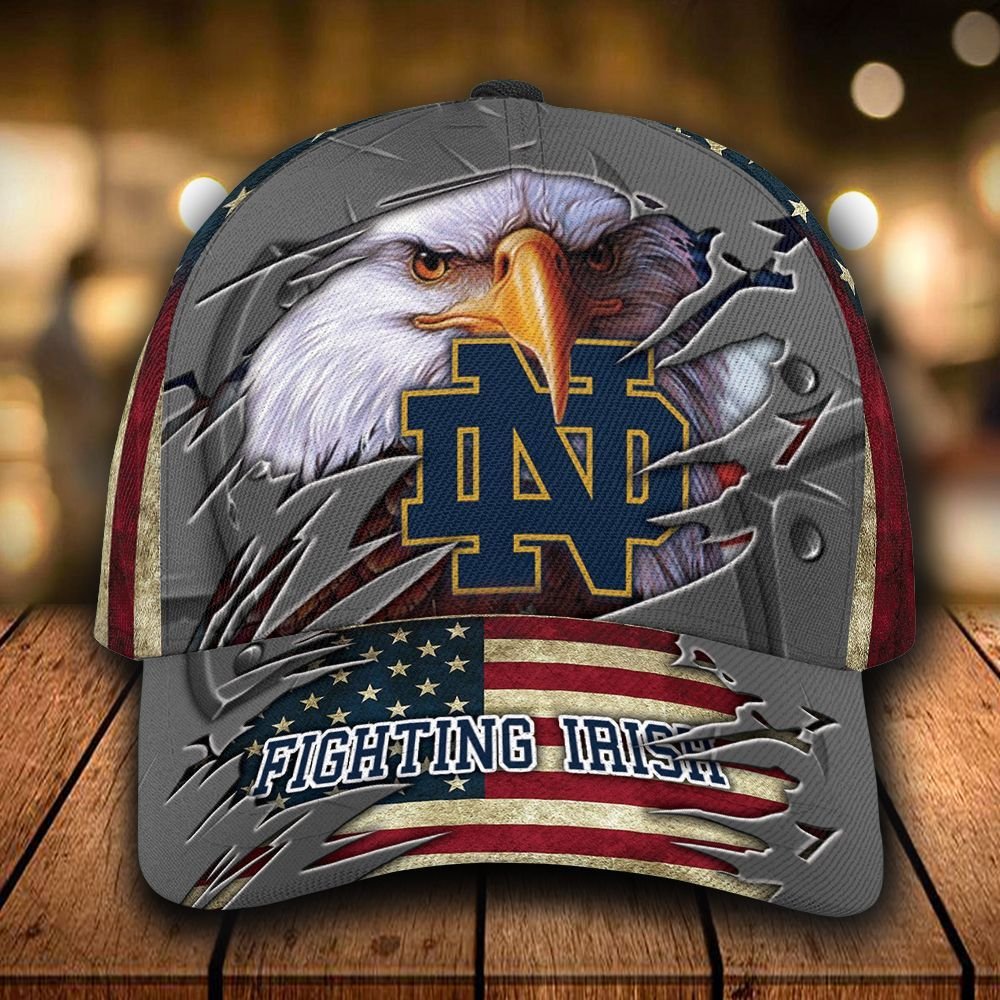 NCAA1 Notre Dame Fighting Irish 3D Cap Classic Eagle Custom name - HomeFavo