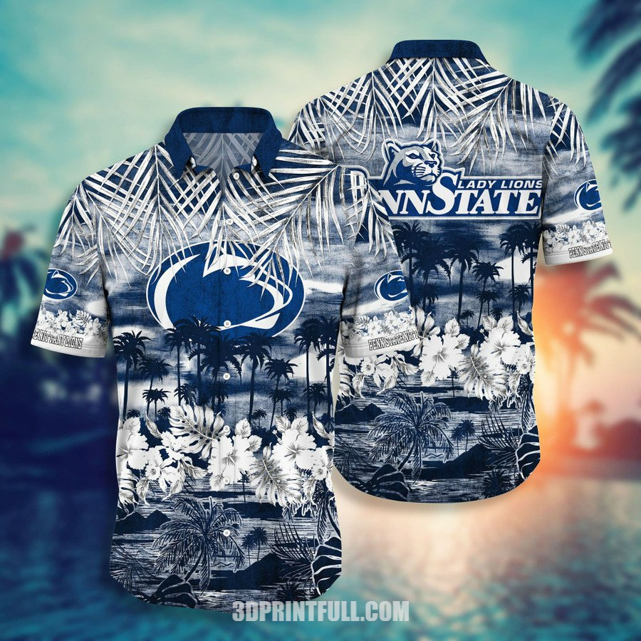 Penn State Nittany Lions Men Hawaiian Shirt Logo Beach