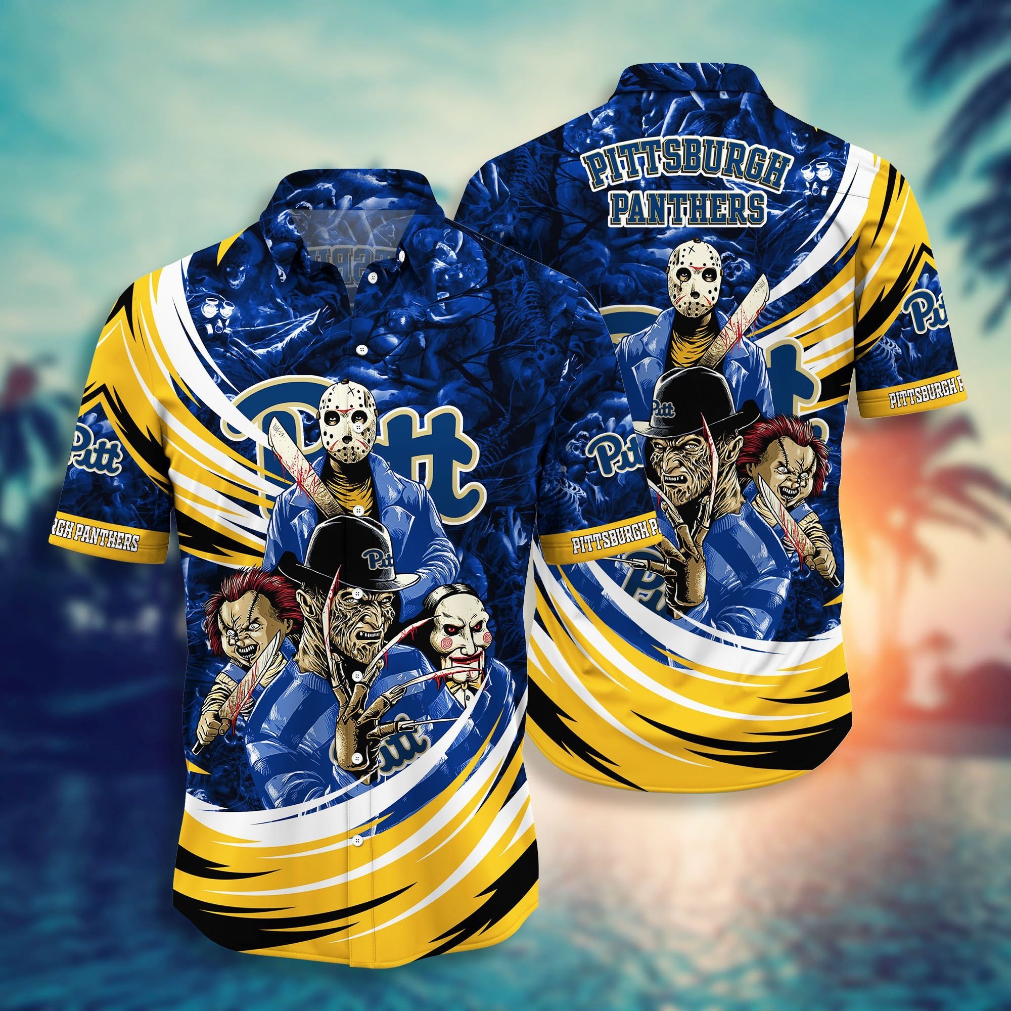 Pittsburgh Panthers NCAA Halloween Horror Movies Hawaiian - HomeFavo