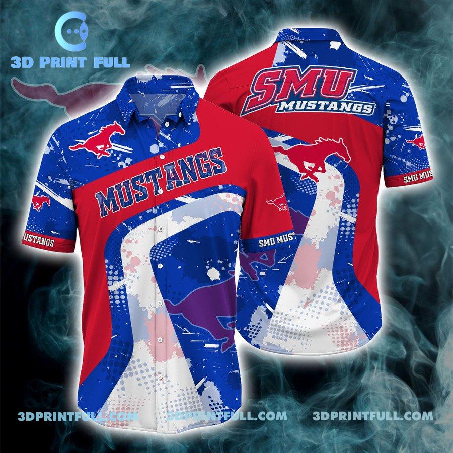 SMU Mustangs Logos Hawaiian shirt mens