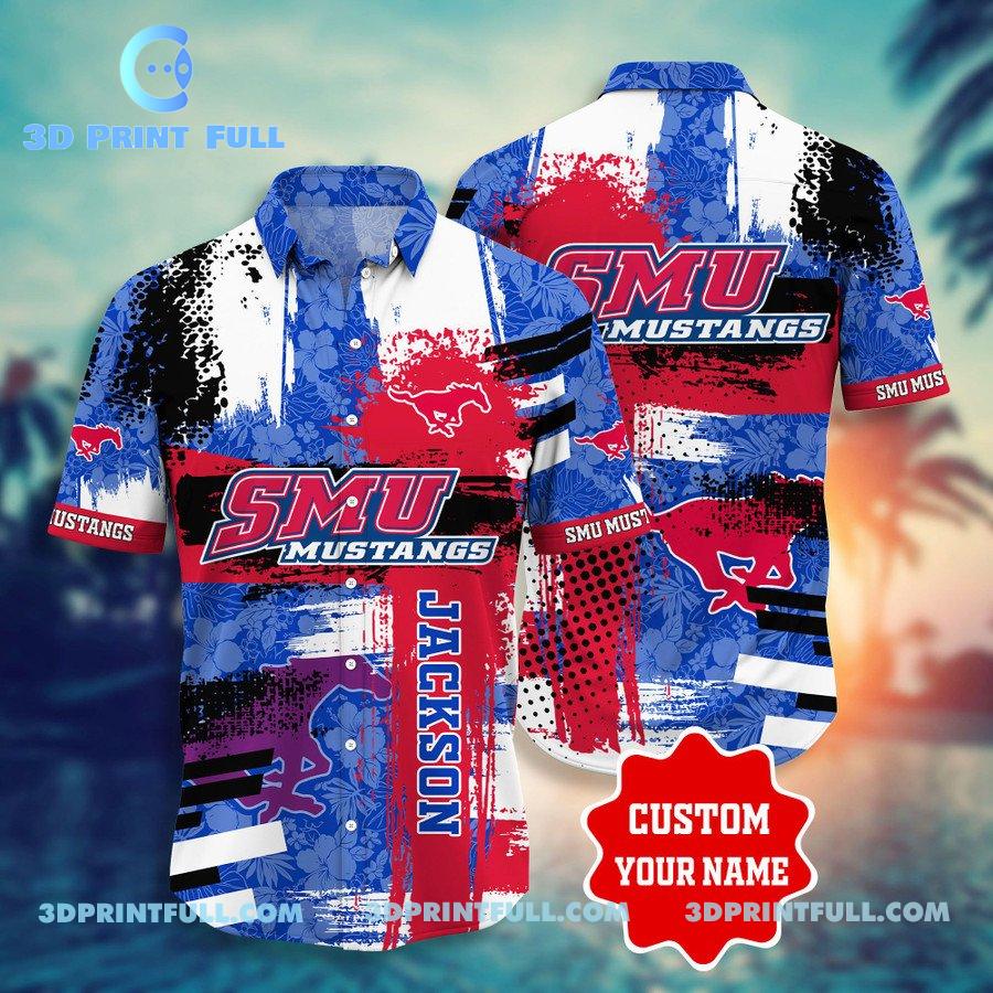 SMU Mustangs Logos Hawaiian shirt summer mens