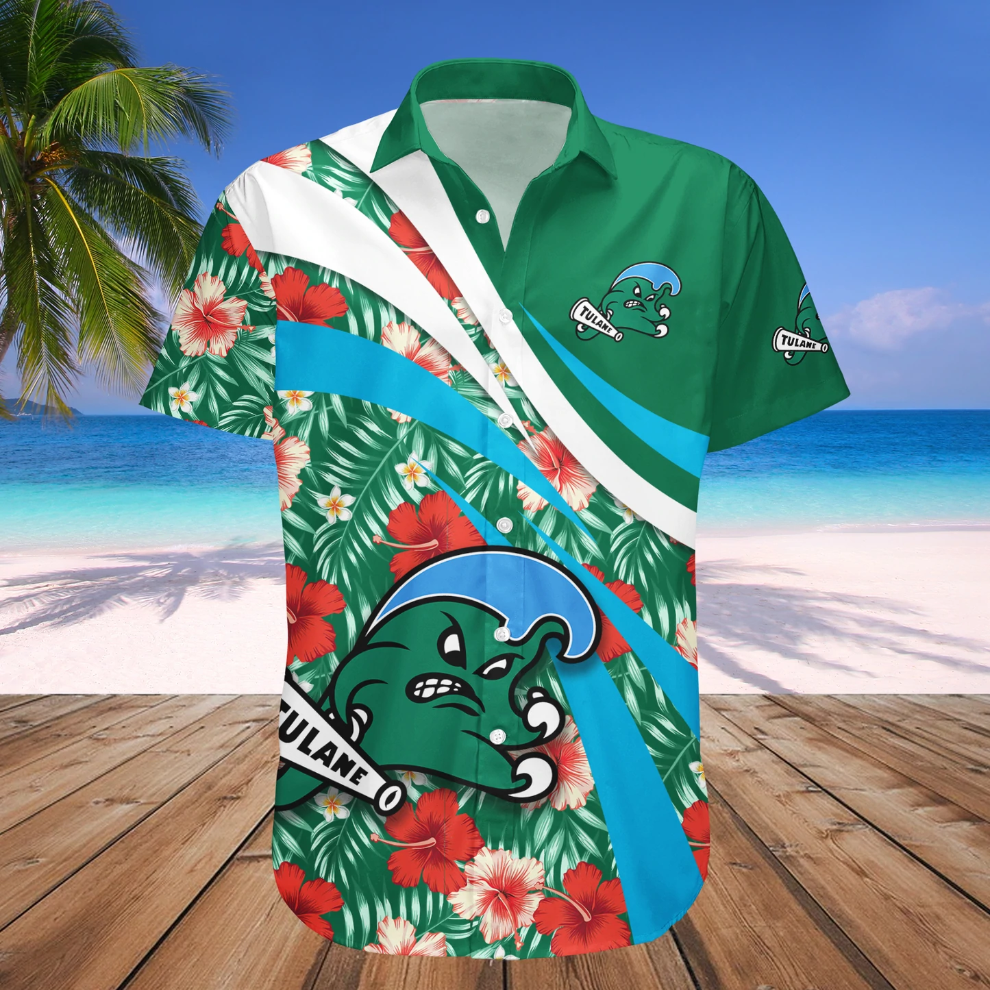 Tulane Green Wave Aloha Shirt Hawaiian Aloha Shirt Hawaiian Shorts Beach Short Shirt