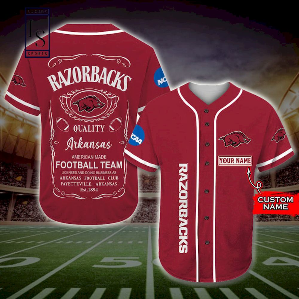 Arkansas Razorbacks Jack Daniel Custom Name Baseball Jersey HomeFavo