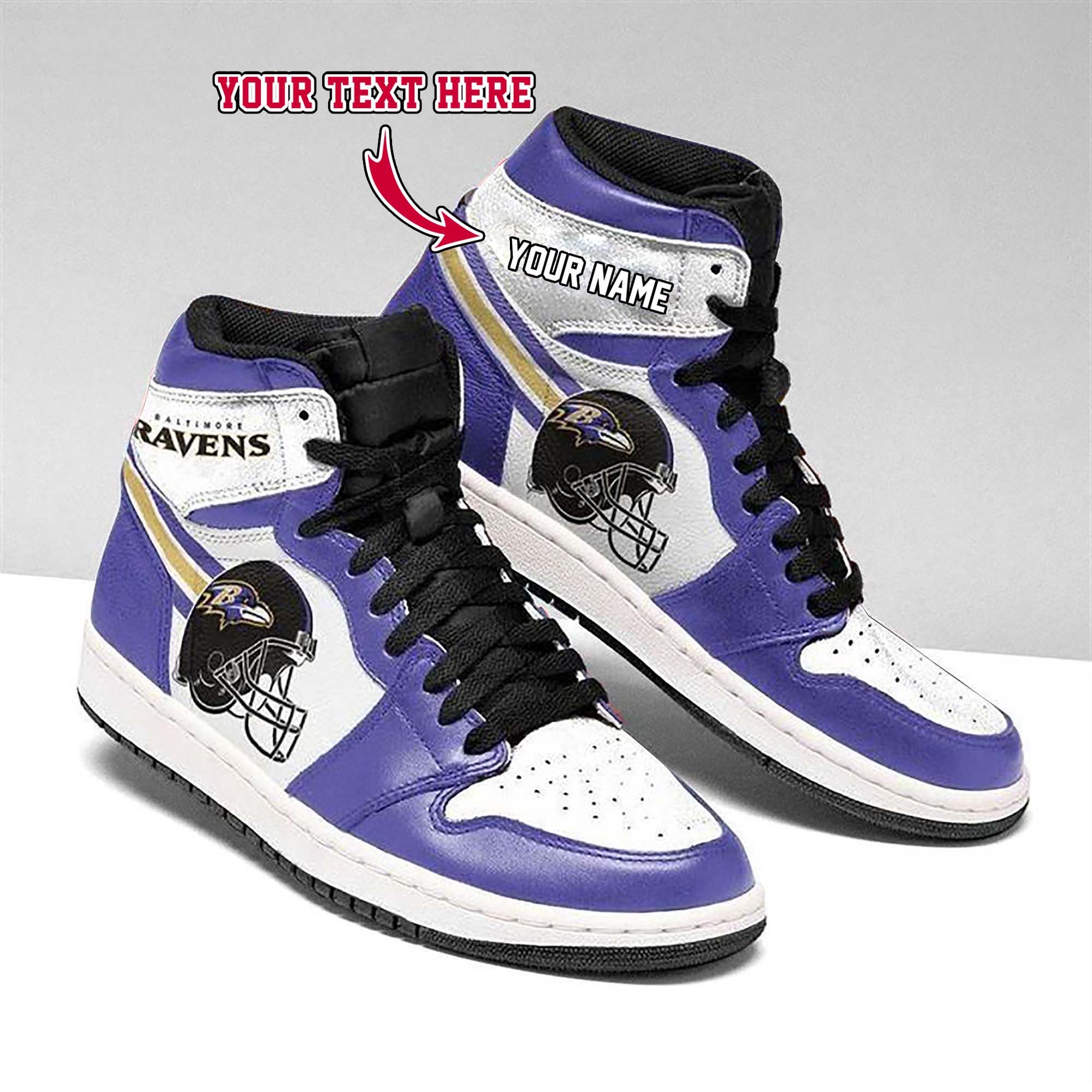 BALTIMORE RAVENS B Gift For Fan NFL High Retro Air Force AJ1 Customized ...