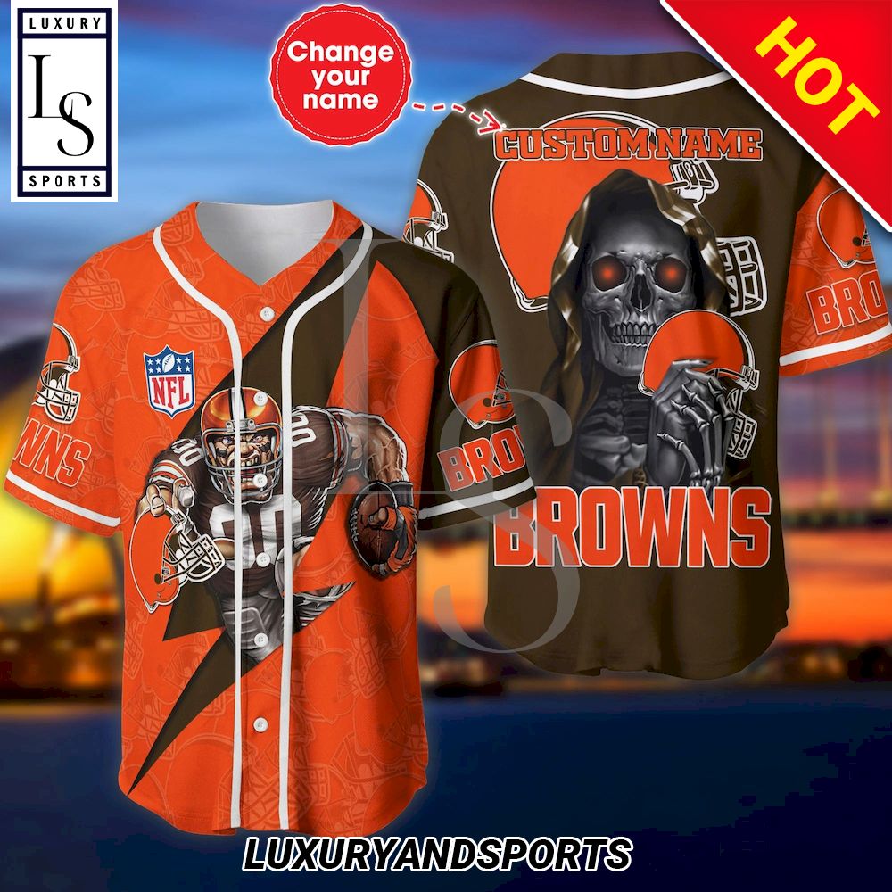 Cleveland Browns The Reaper Custom Name Baseball Jersey - HomeFavo