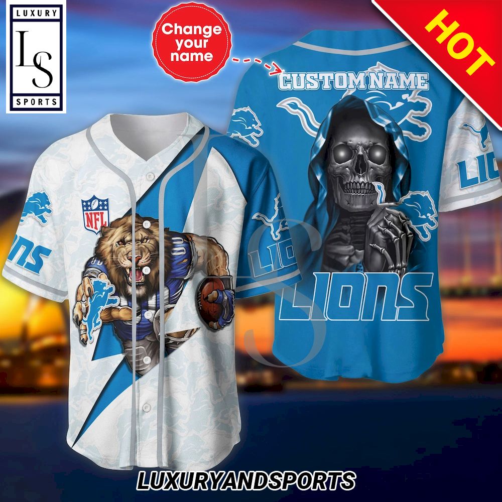 Detroit Lions The Reaper Custom Name Baseball Jersey - HomeFavo