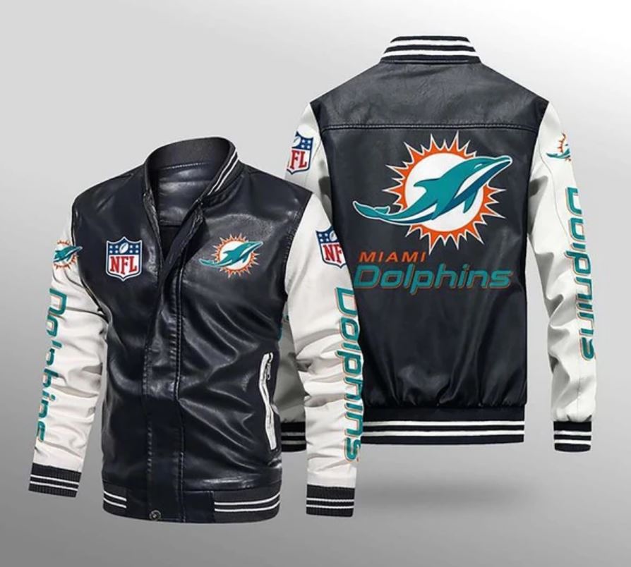 Miami Dolphins Leather Jacket Gift for fans - HomeFavo