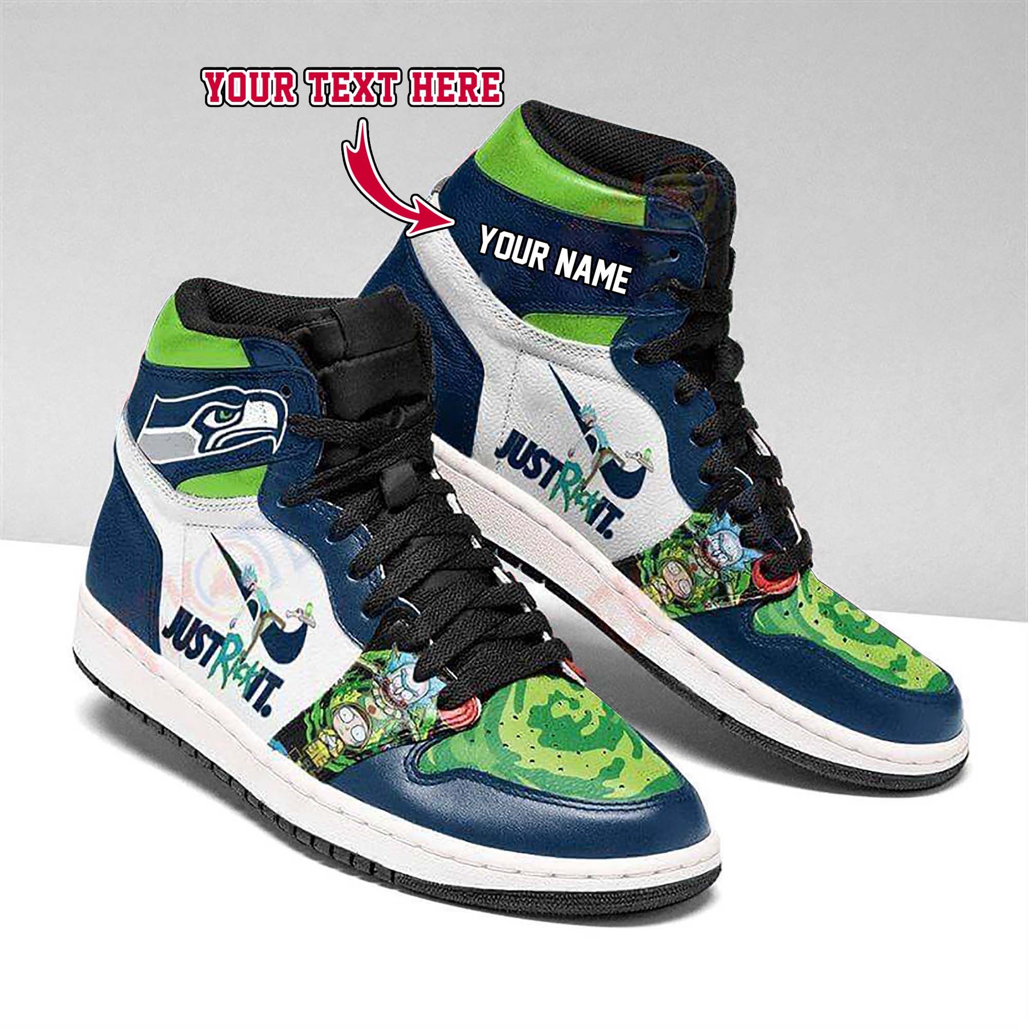 Rick And Morty Seattle Seahawks Gift For Fan NFL High Retro Air Force ...