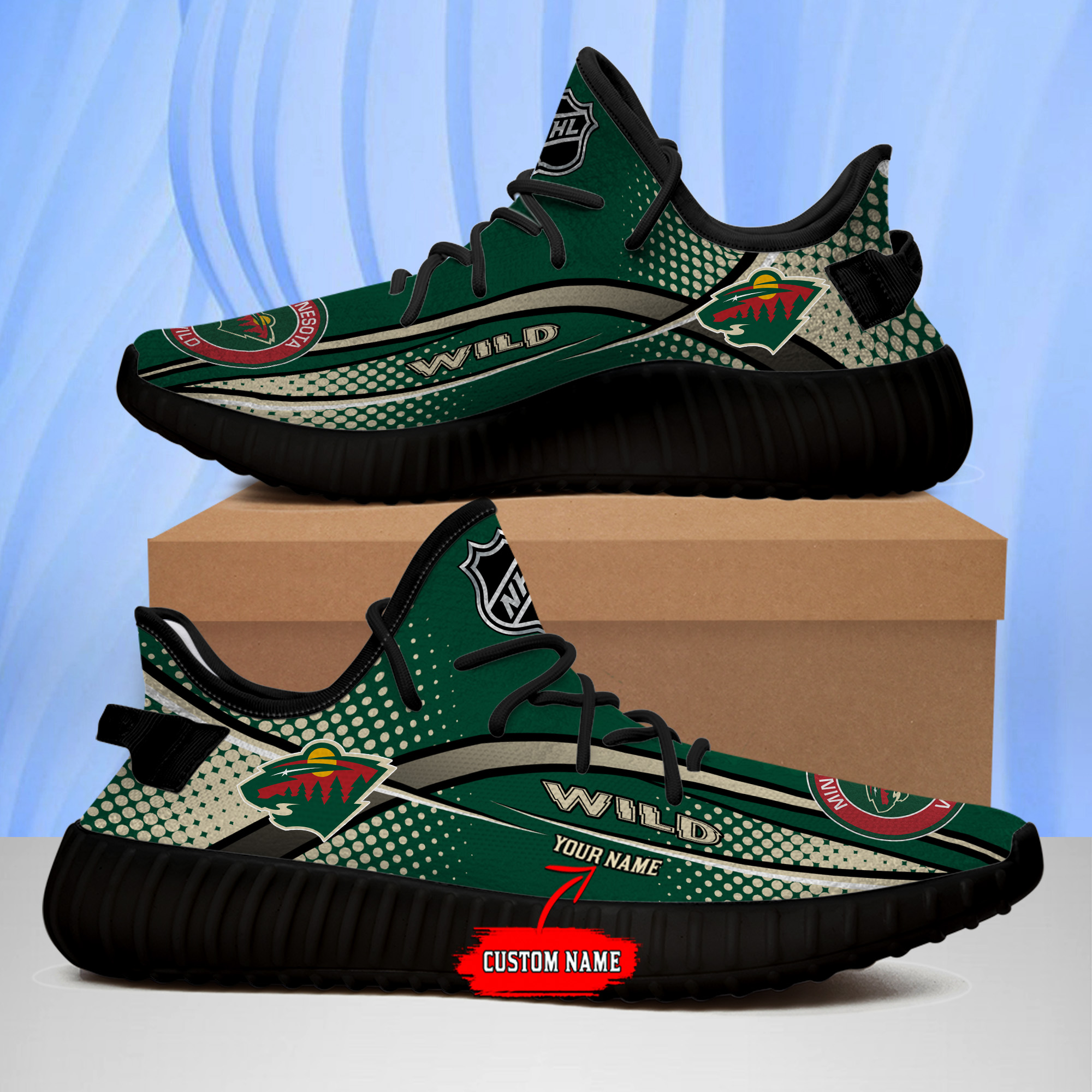 X004 NHL 15 Minnesota Wild Yeezys Boost 350 Shoes For Fans Personalized ...