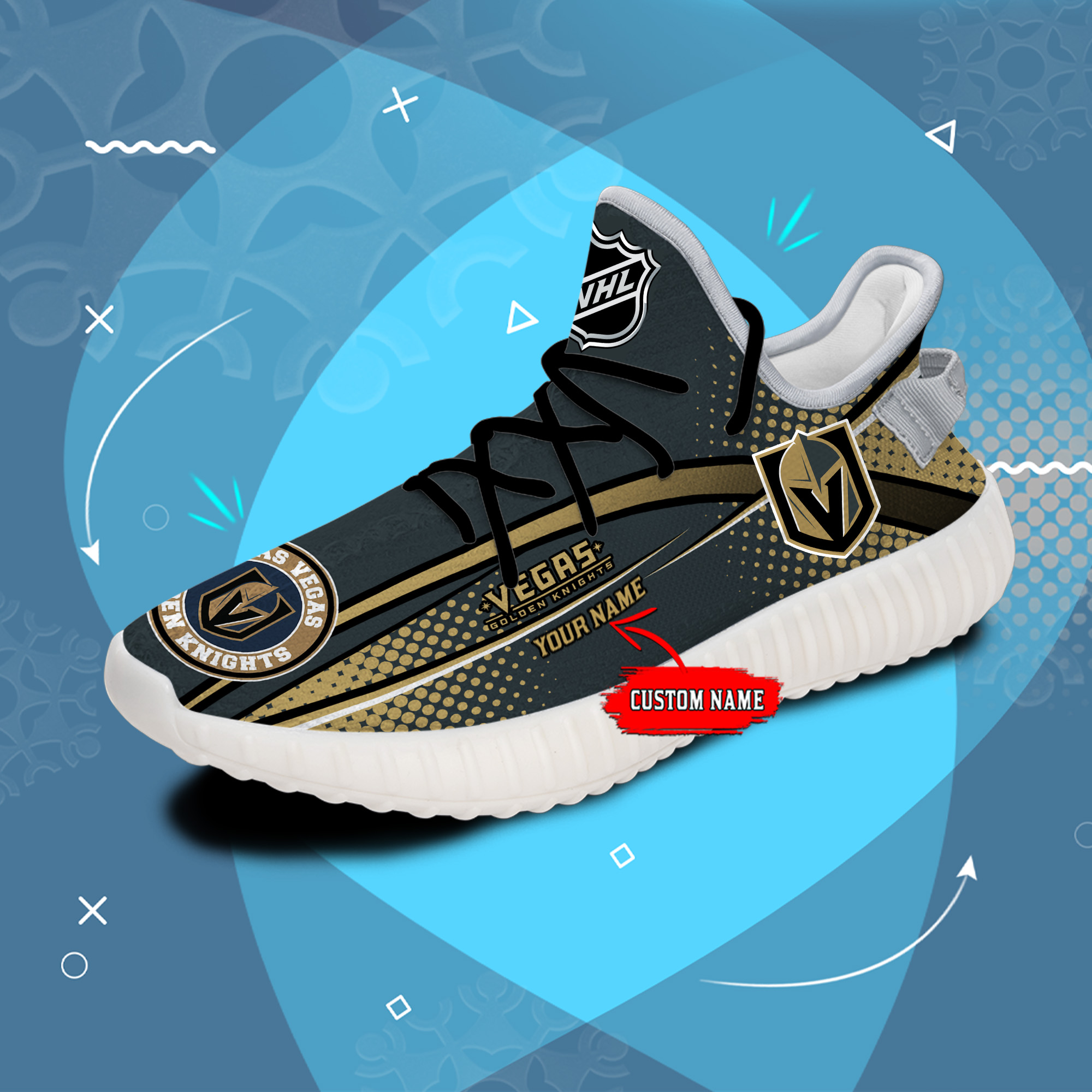 X004 NHL 29 Vegas Golden Knights Yeezys Boost 350 Shoes For Fans ...