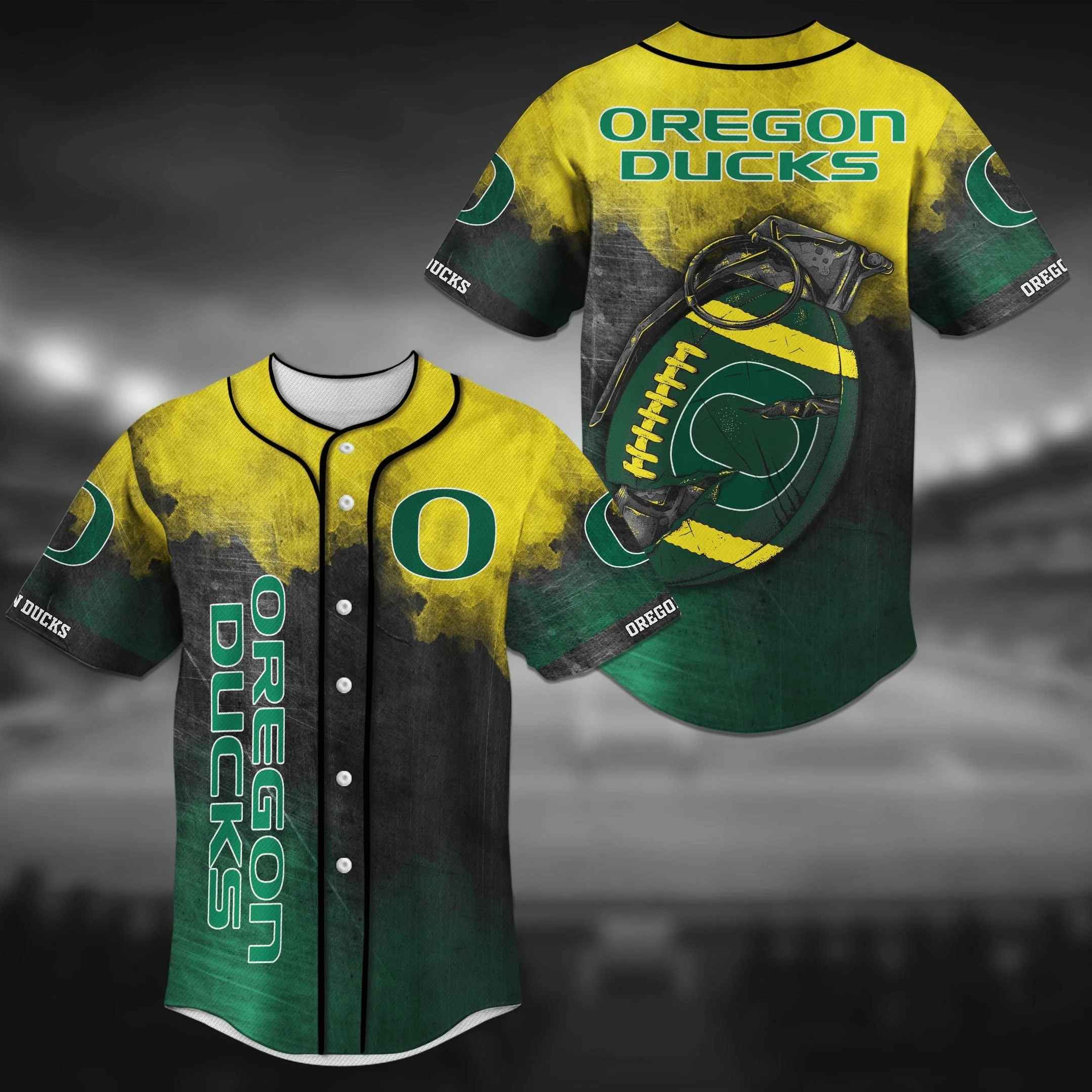 064 Oregon Ducks NCAA 2 Baseball Jersey Shirt Grenade - HomeFavo