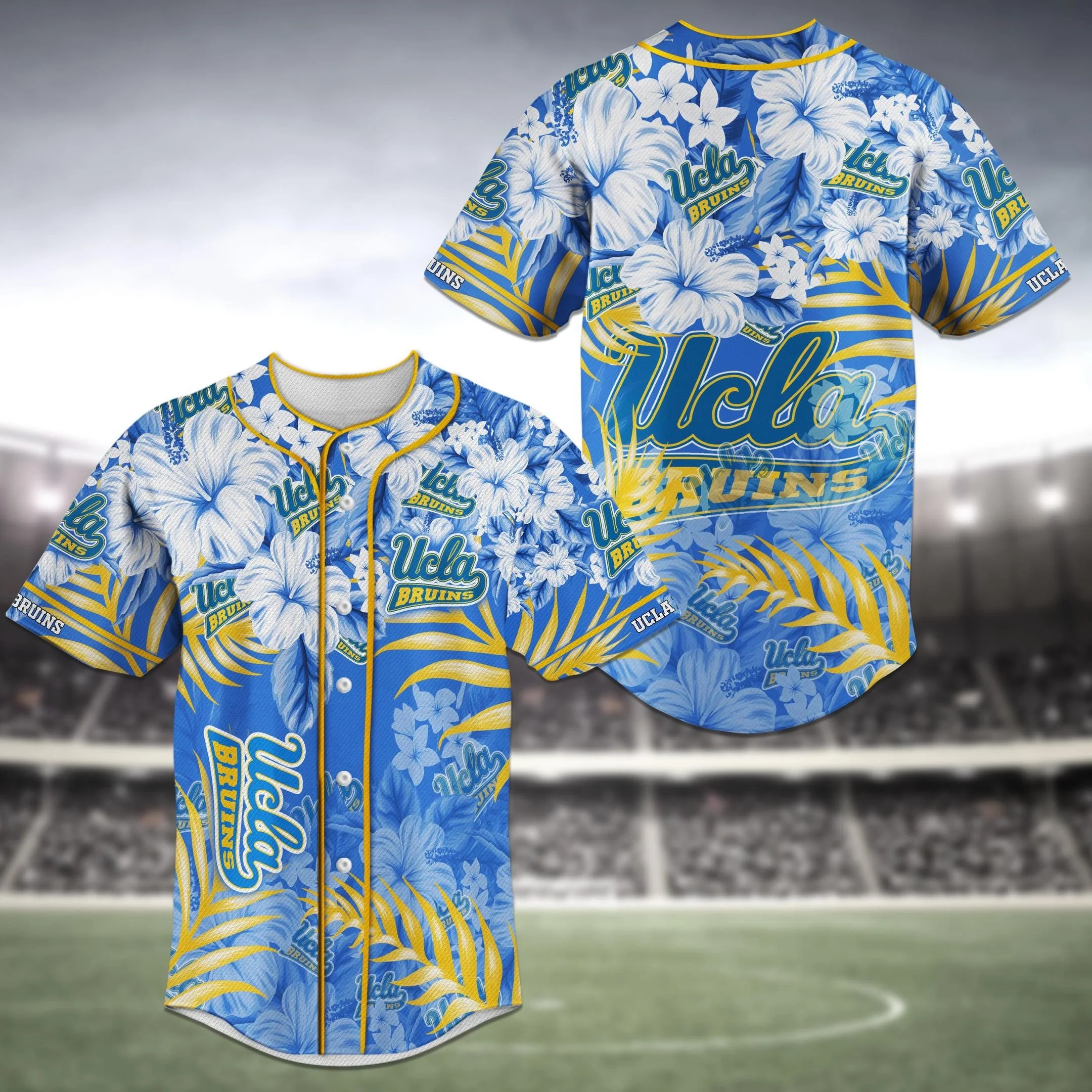 406 Ucla Bruins NCAA 3 Baseball Jersey Shirt Flower - HomeFavo