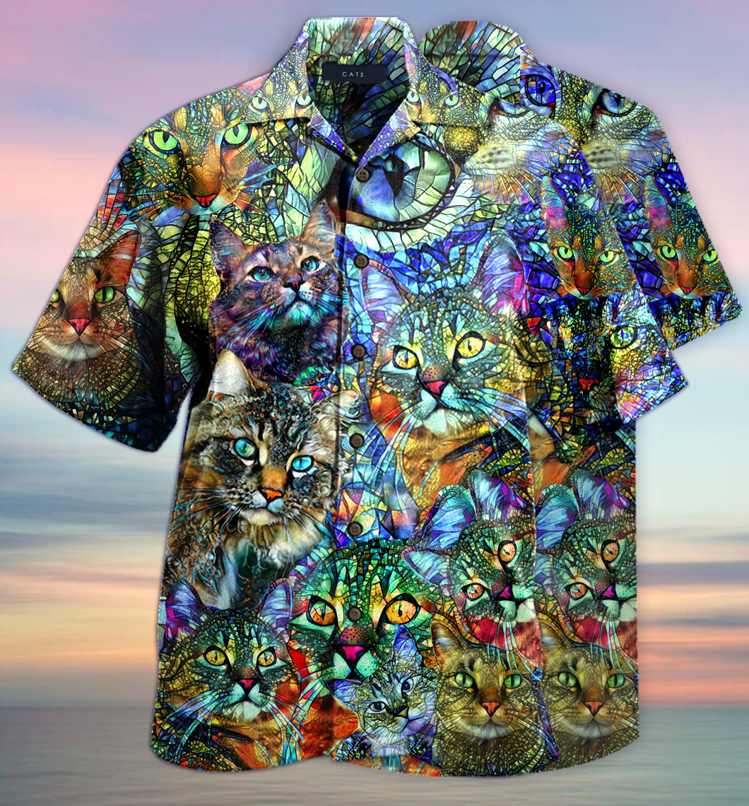 Amazing Kaleidoscope Cat Unisex Hawaiian Shirt 021020