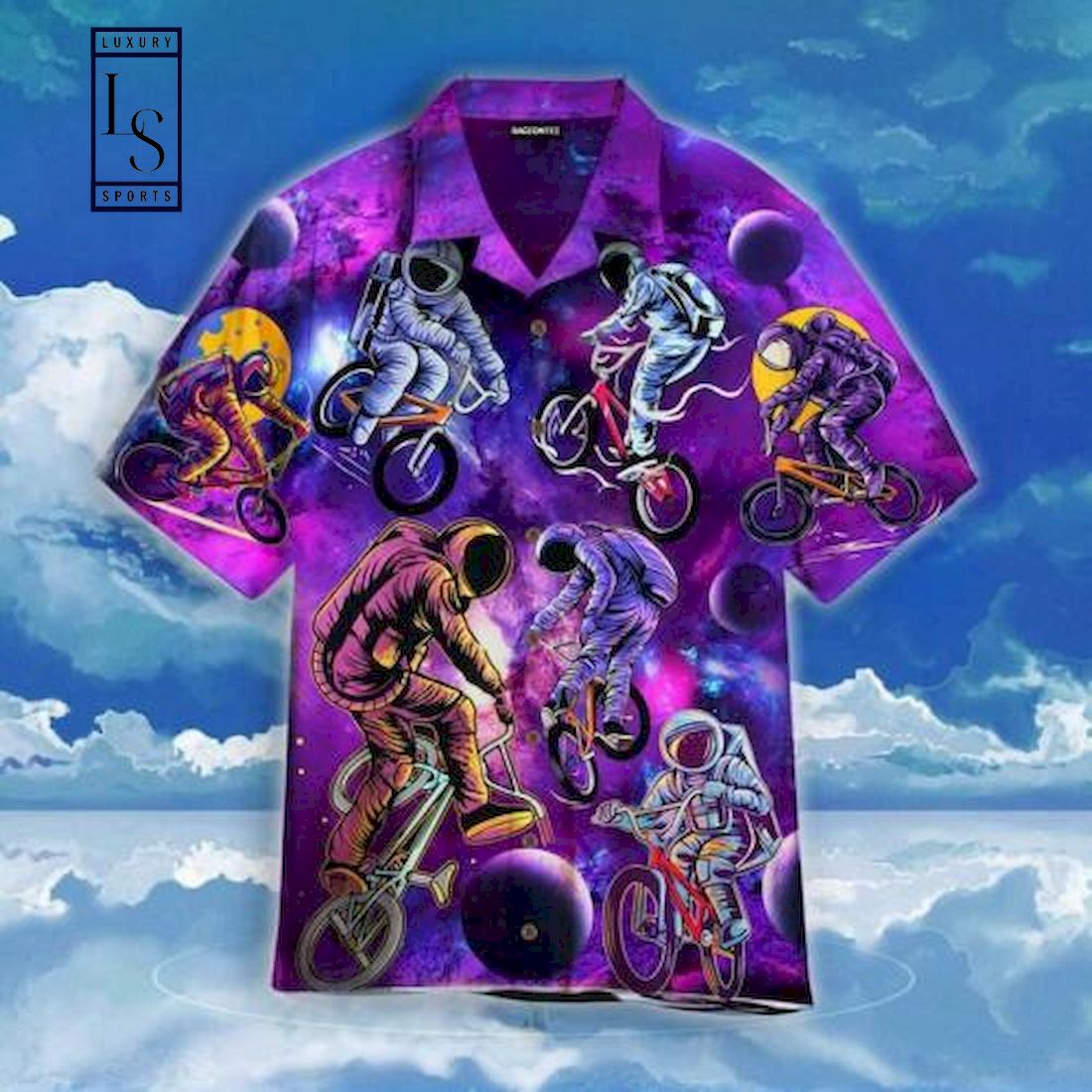 Astronaunt Riding A Bicycle Hawaiian Shirt