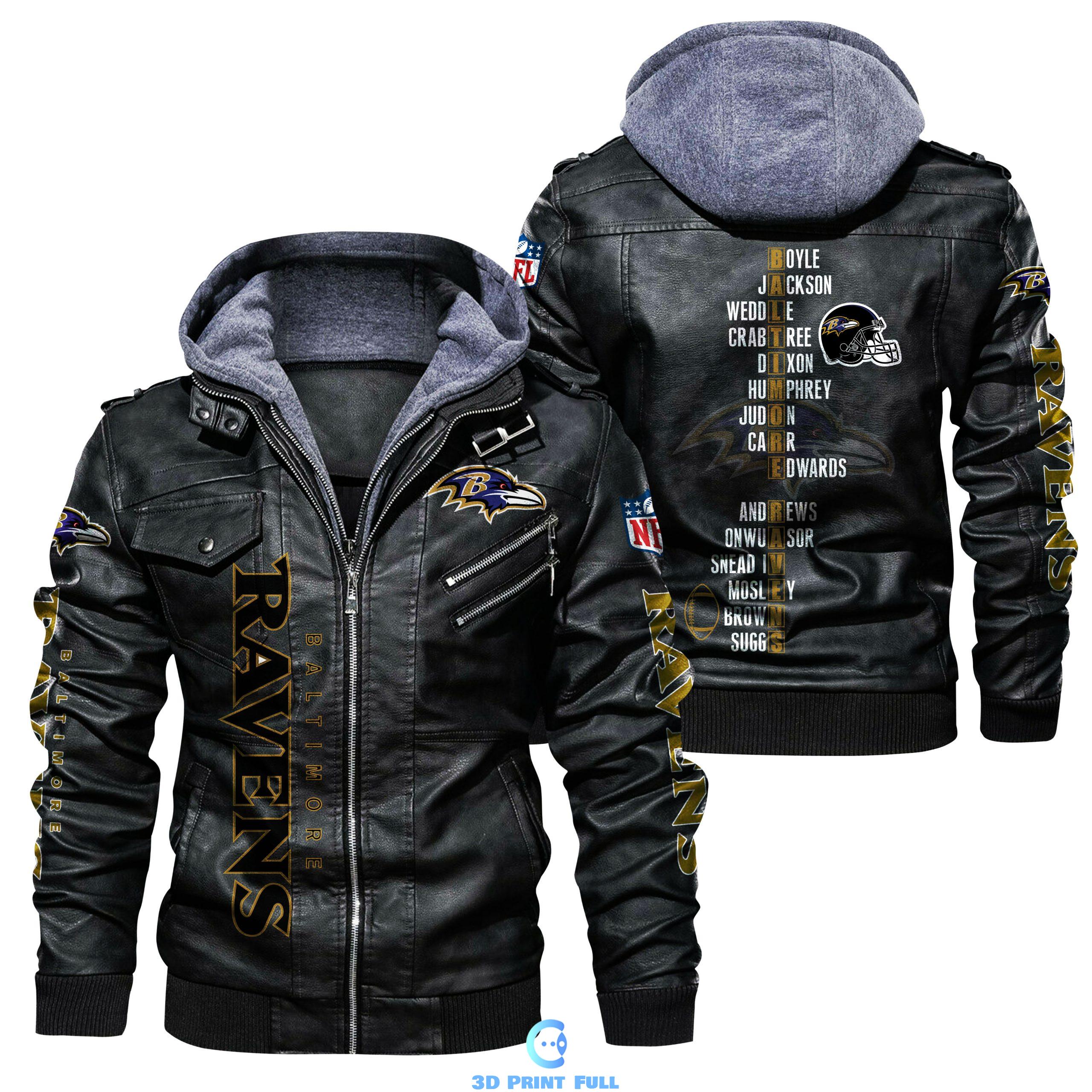 Baltimore Ravens HVKC303 2D Leather Jacket - HomeFavo
