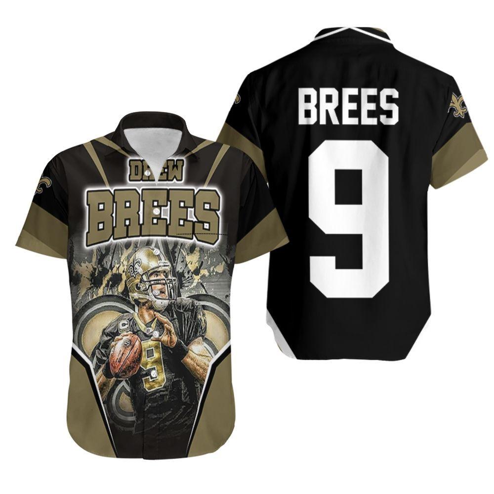 Beach Shirt Drew Brees New Orleans Saints Oil Painting Logo Hawaiian Shirt Aloha Shirt For Men Women Kid