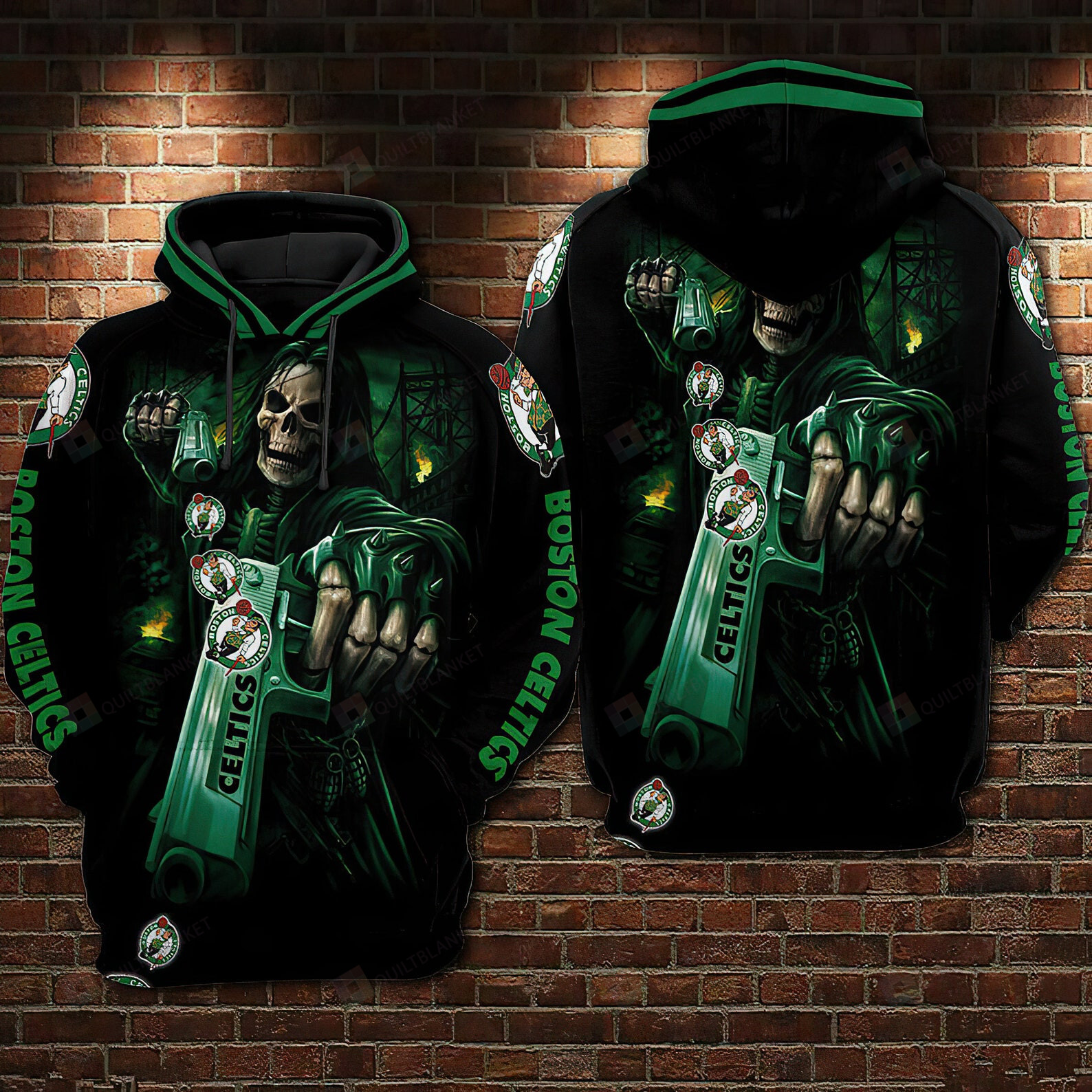 Boston Celtics Skull 3D Pullover Hoodie, Zip-up Hoodie - HomeFavo