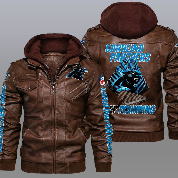 Carolina Panthers 2D Leather Jacket Keep Pounding Gift For Men - HomeFavo