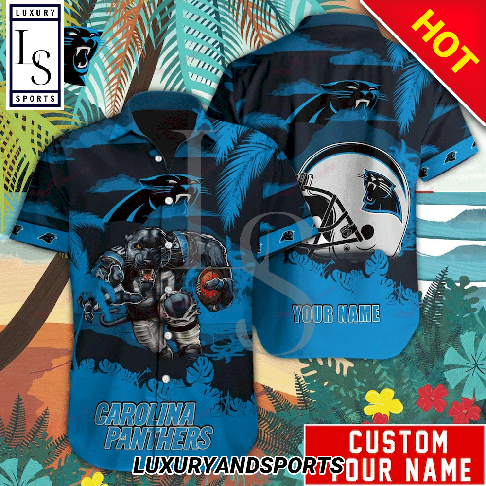 Carolina Panthers Mascot Custom Name Hawaiian Shirt - HomeFavo