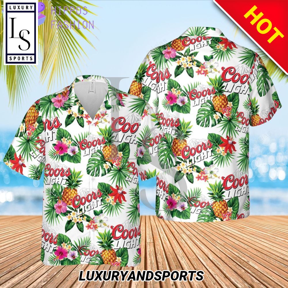 Coors Light Pineapple Flower Hawaiian Shirt