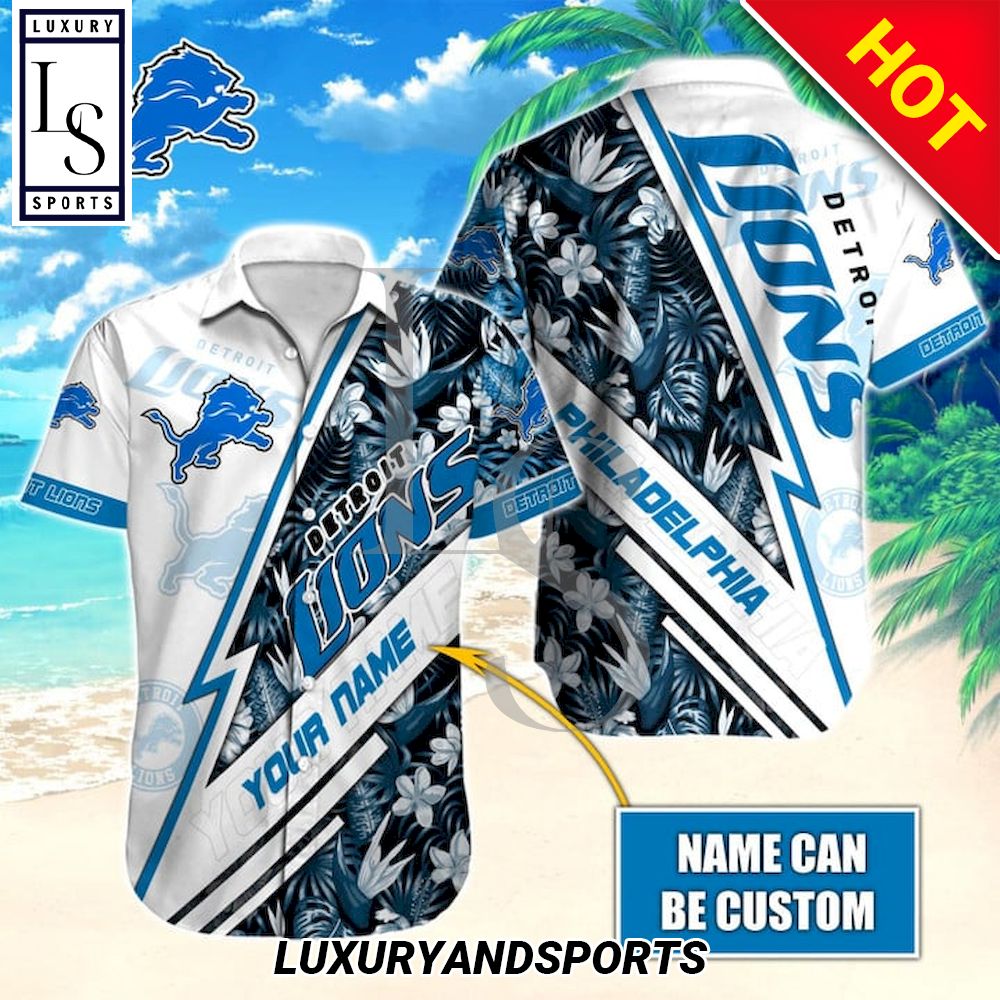 Detroit Lions Aloha Custom Name Hawaiian Shirt