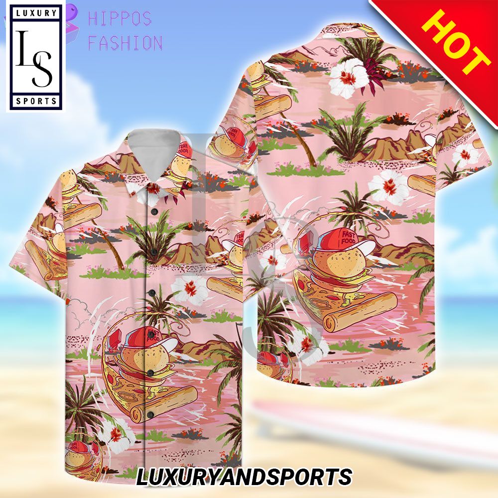 Fastfood Surfing Summer Beach Hawaiian Shirt