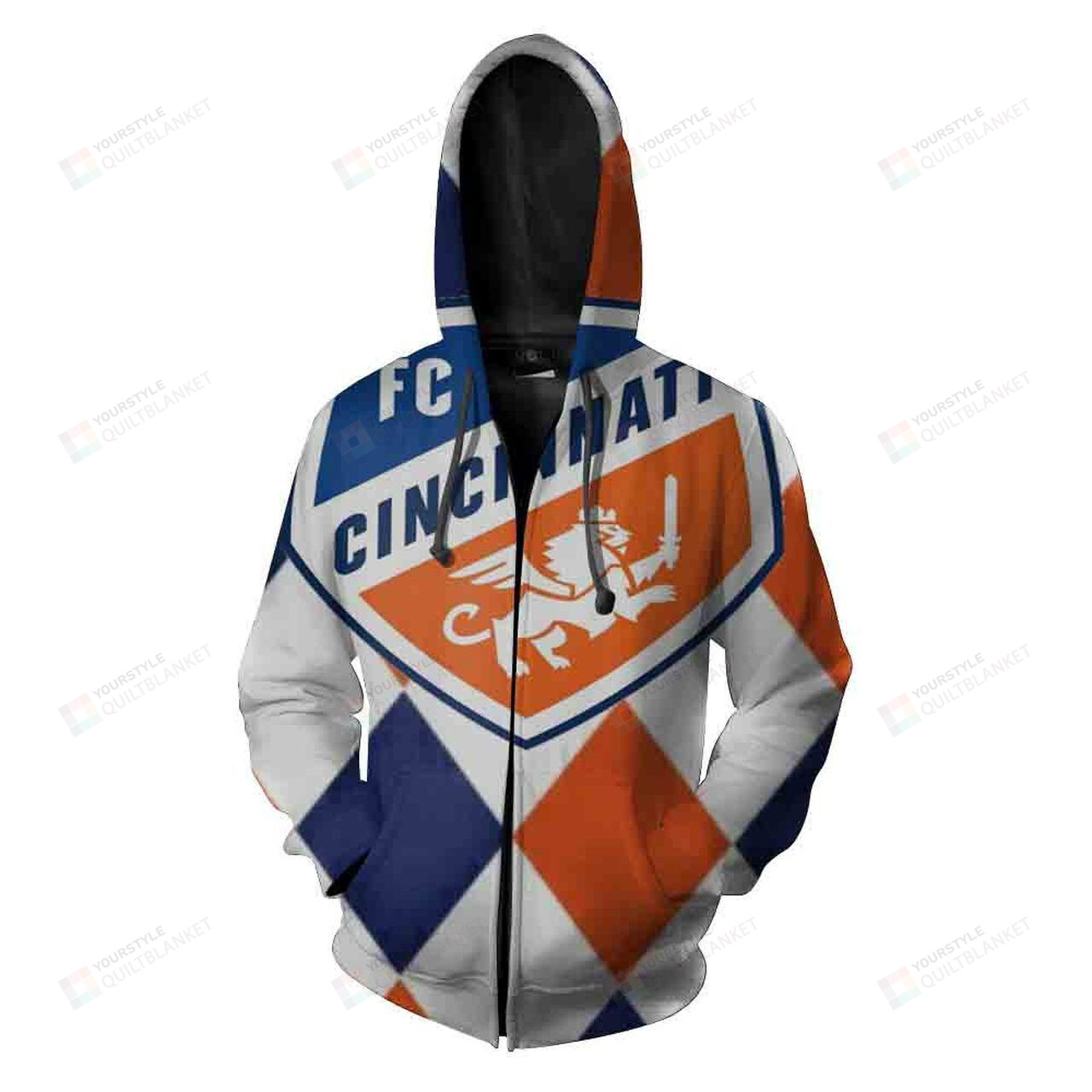 Fc Cincinnati NFL Football Big Logo 3D Pullover Hoodie  Zip-up Hoodie