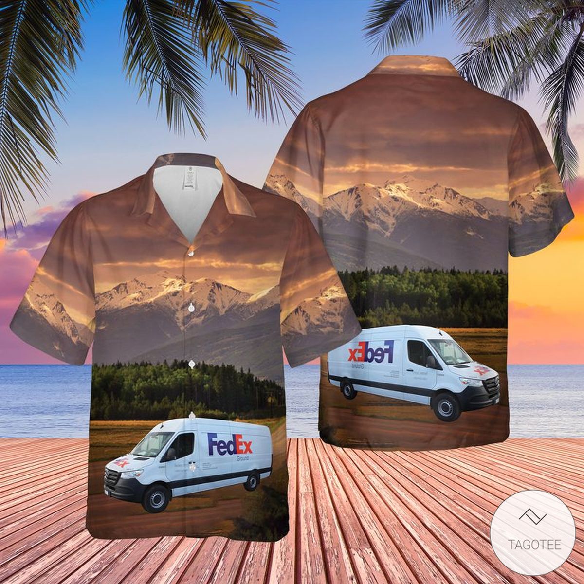 Fedex Ground Van Hawaiian Shirt  Beach Short