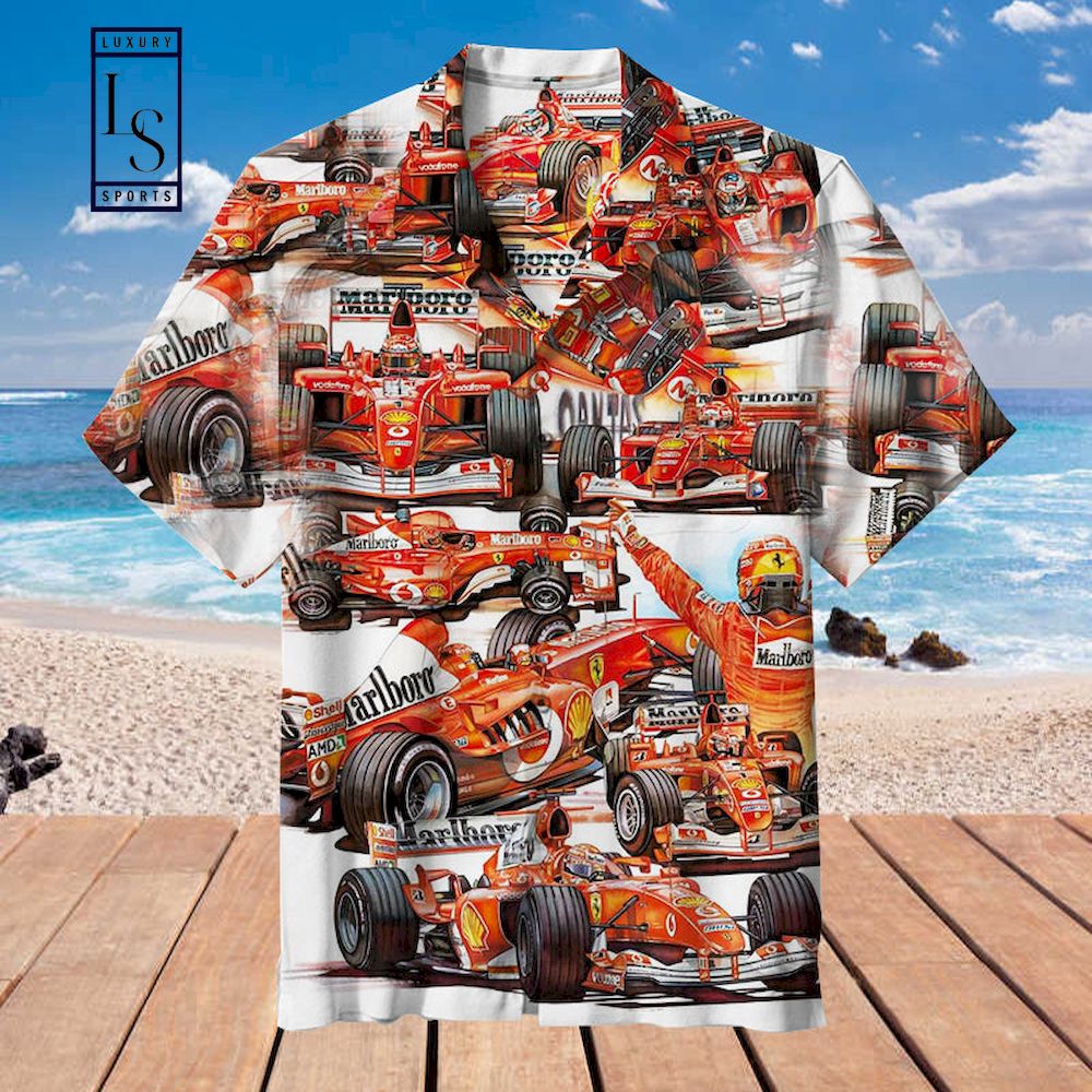 Ferrari F1 Schumacher Marlboro Hawaiian Shirt