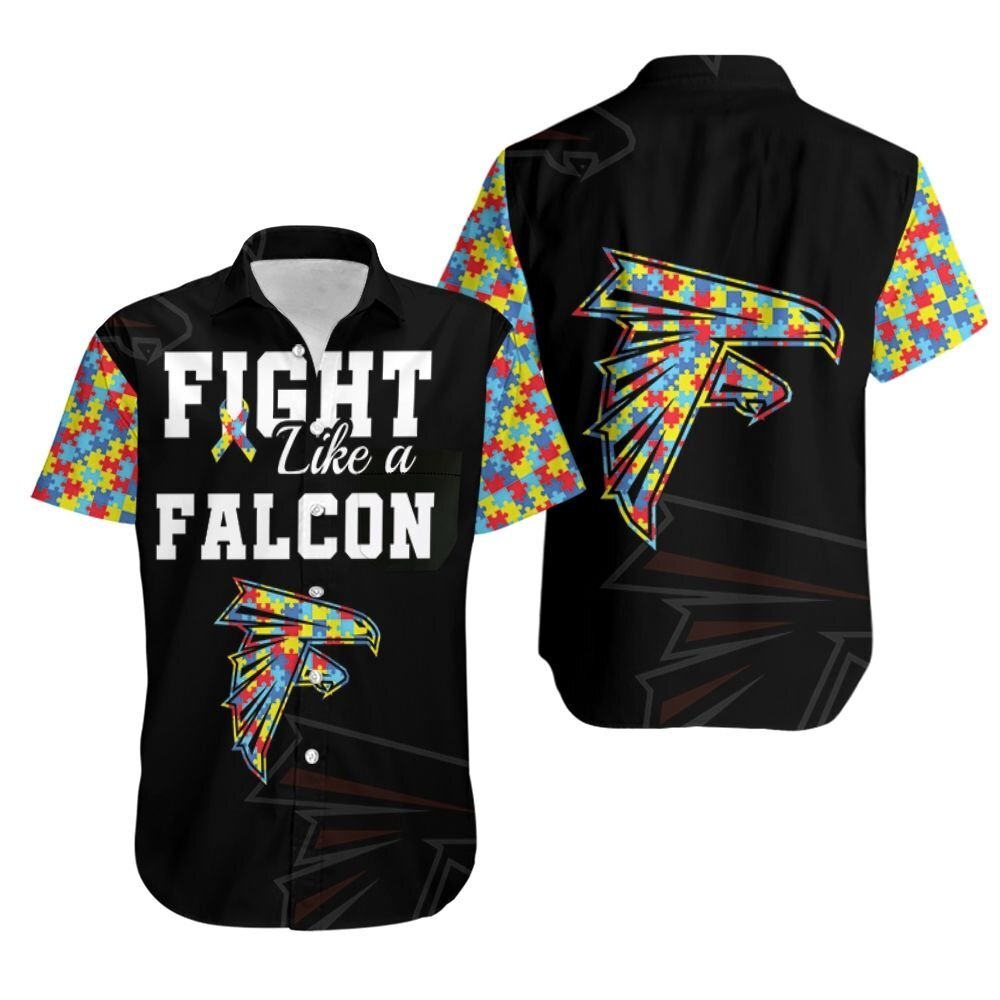 Fight Like A Atlanta Falcons Autism Support Hawaiian Shirt Aloha Shirt For Men Women Kid