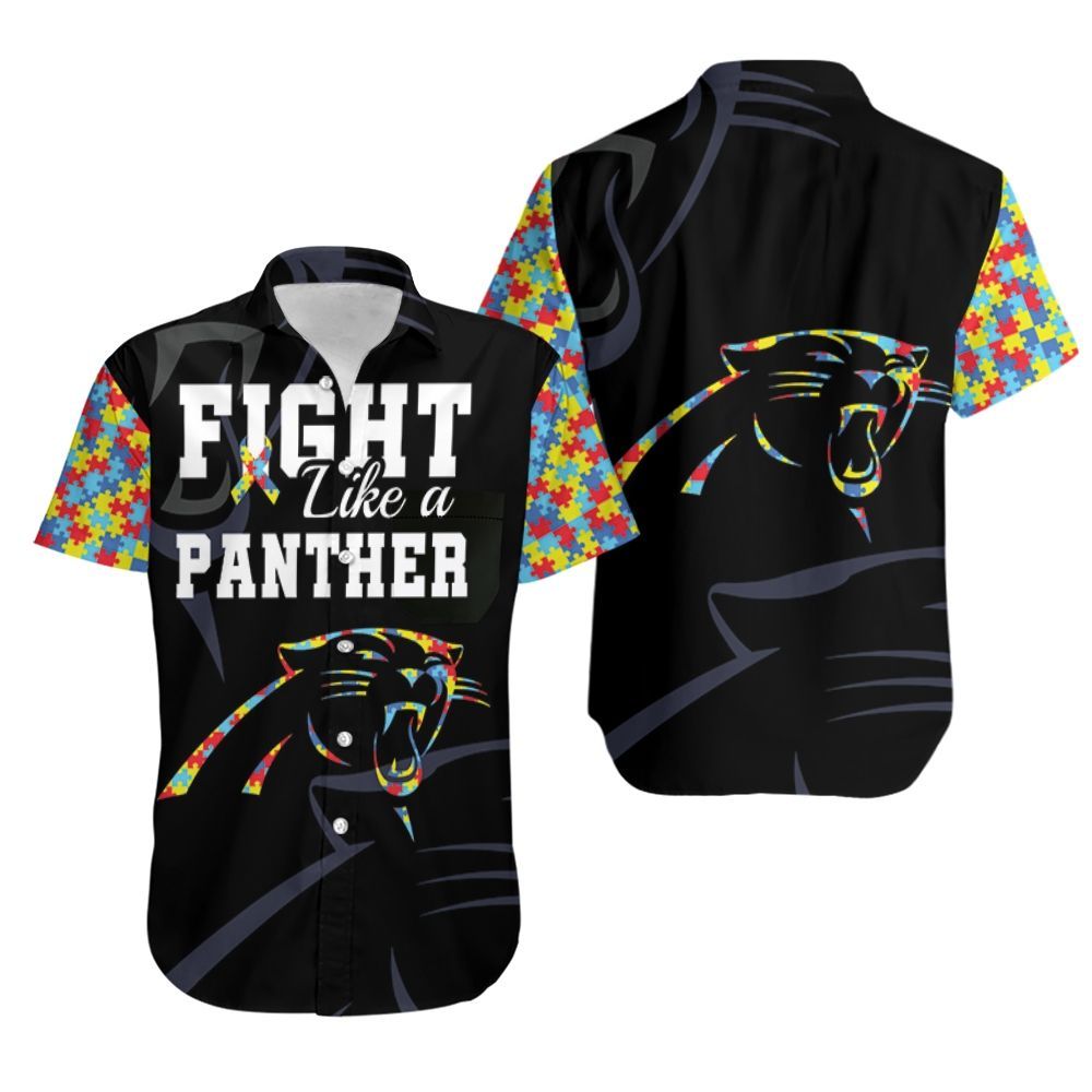 Fight Like A Carolina Panthers Autism Support Hawaiian Shirt Aloha Shirt For Men Women Kid