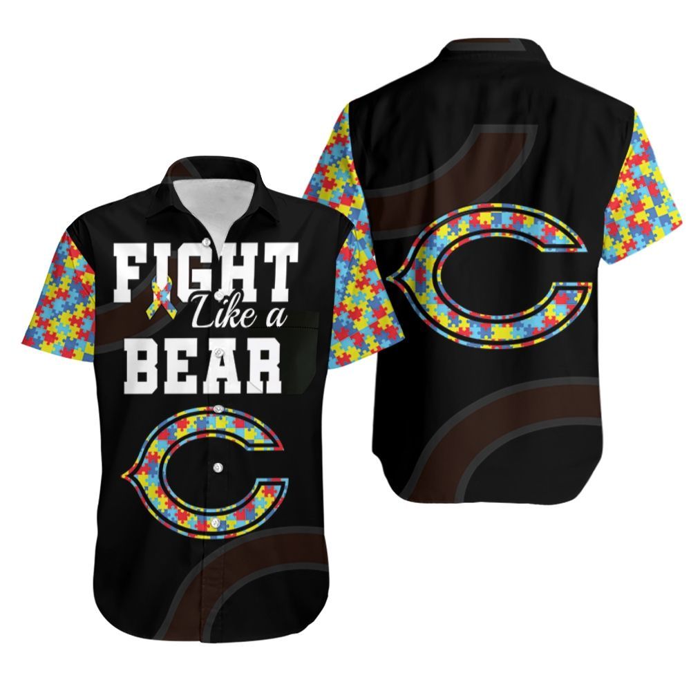 Fight Like A Chicago Bears Autism Support Hawaiian Shirt Aloha Shirt For Men Women Kid